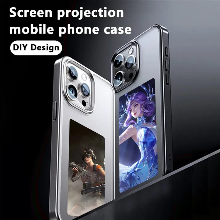 Amorus Eink Screen Smart Phone Case for Iphone 15 14 13 Pro Max DIY Display NFC Refesh Case 3 Color Battery Free