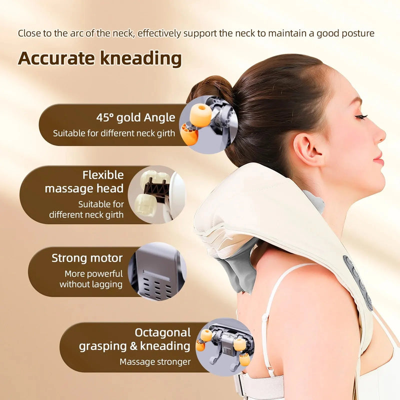 Foreverlily Neck And Shoulder Massager Wireless Neck And Back Shiatsu Kneading Massager Neck Cervical Relaxing Massage Shawl